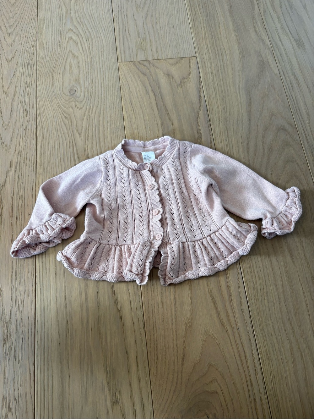 H&M pointelle blush pink sweater - size 3-6 months